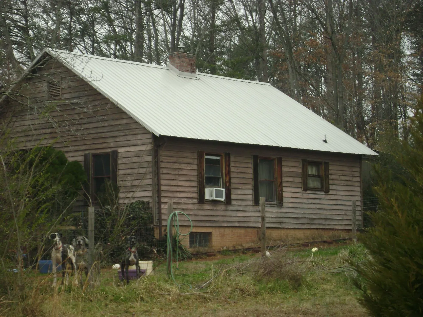 White metal roof on an old wood sided farmhouse, from a Asphalt Shingle Roof Repair job in Middleton